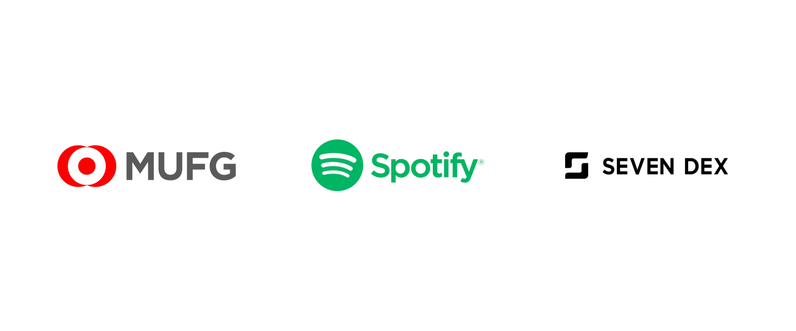 MUFG、Spotify、セブンデックスのロゴ