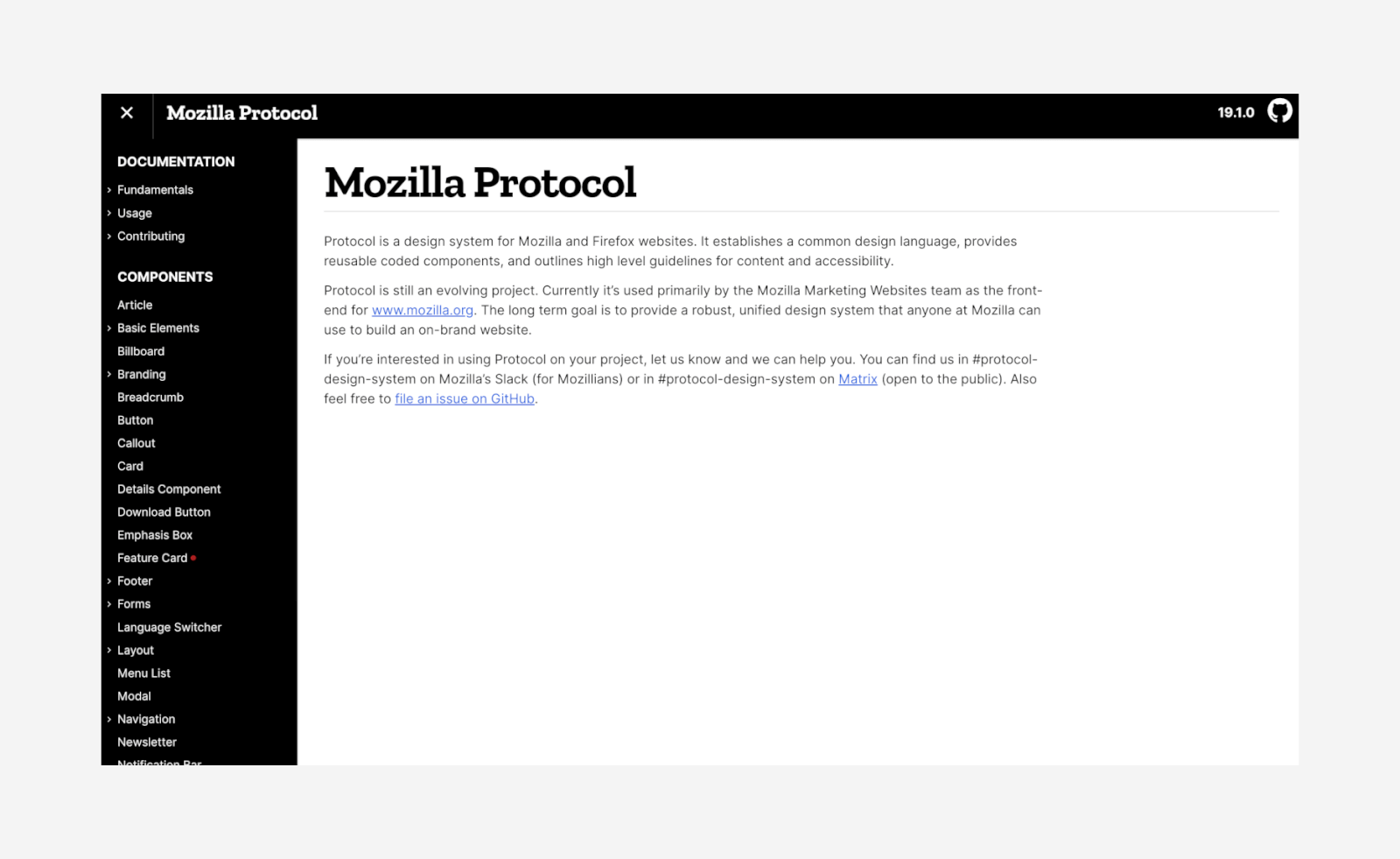Mozilla Protocol　デザインシステム